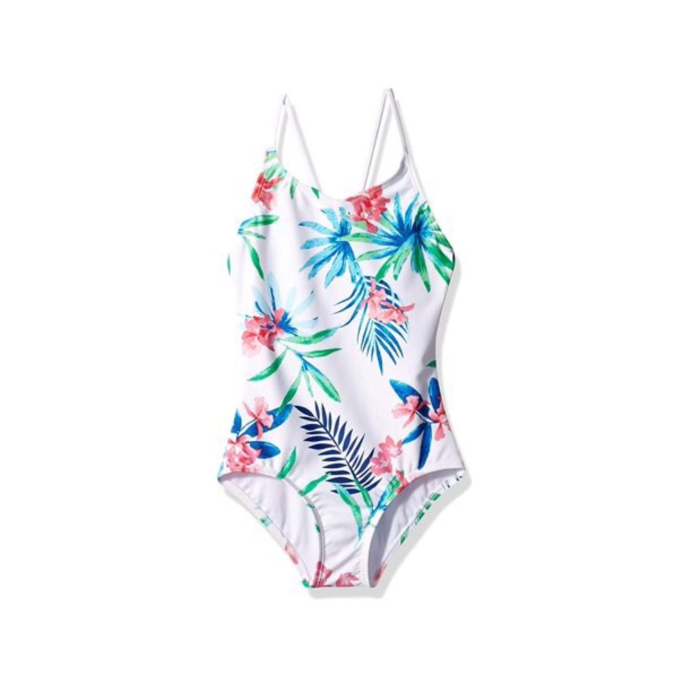 KANU SURF Girls Daisy Beach Sport 1-Piece Swimsuit Sz 14 - Leonie Floral White